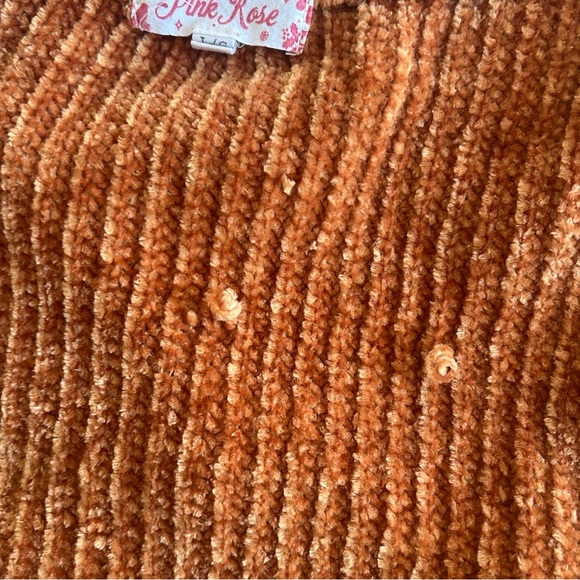Pink Rose Women’s Cozy Rust Orange Crewneck Long Sleeve Chunky Sweater Size L - Picture 10 of 12